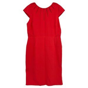 Adrianna Papell Red Zip Knee-Length Pencil Dress | Size 16